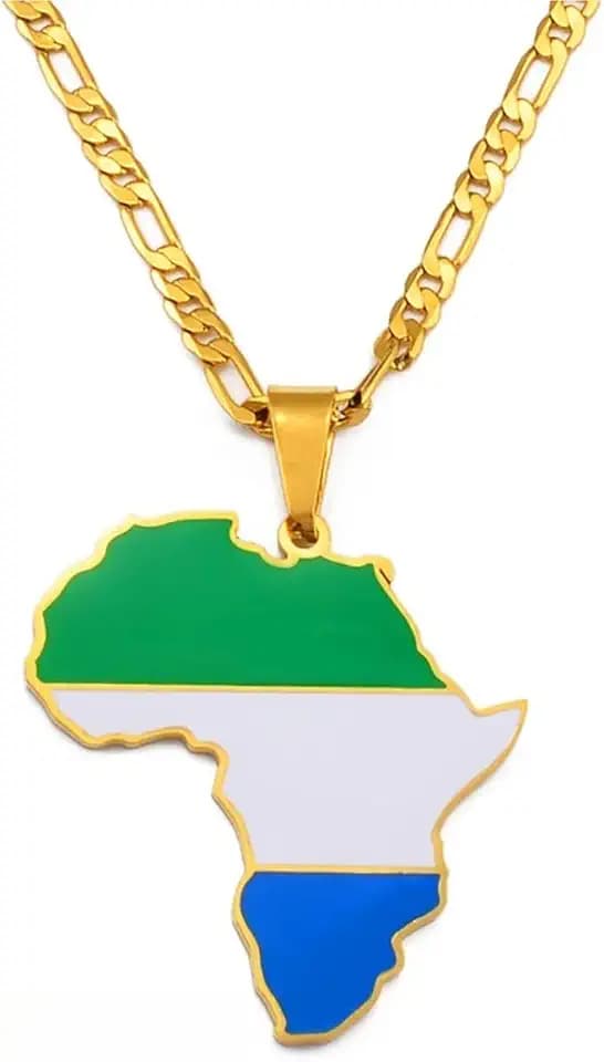 Africa Map Pendant Necklace For Men Women African Symbols Stainless Steel Pendant Necklace