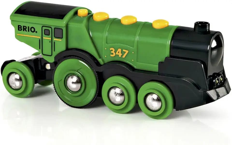 BRIO World 33593 Grüner Gustav elektrische Lok - Batterie-Lokomotive mit Licht & Sound - Kleinkinderspielzeug empfohlen ab 3 Jahren
