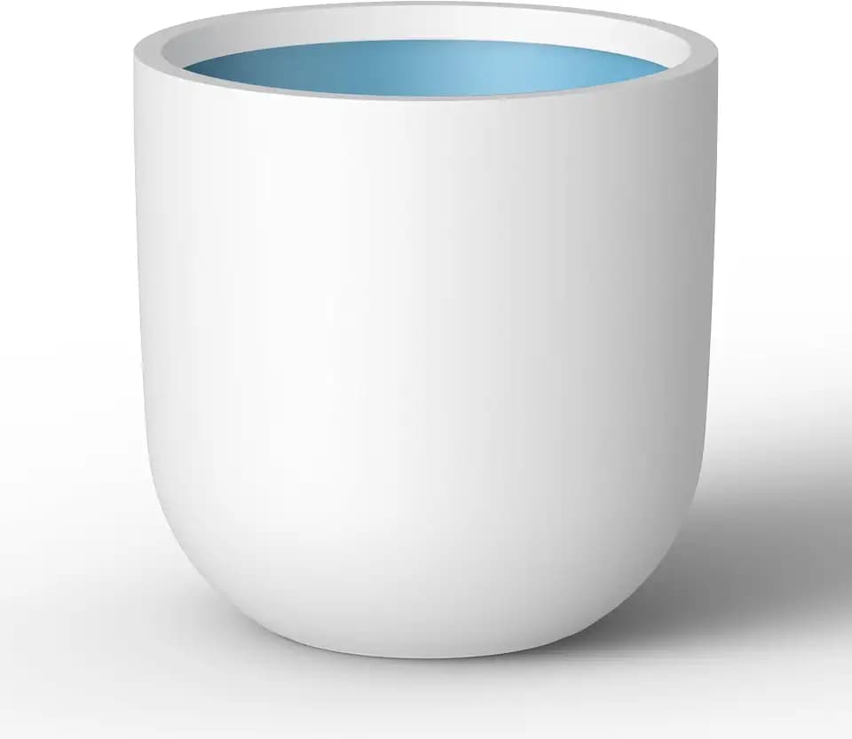 Kante Large Round Capsule White Concrete Planter 16.5" Dia, Outdoor