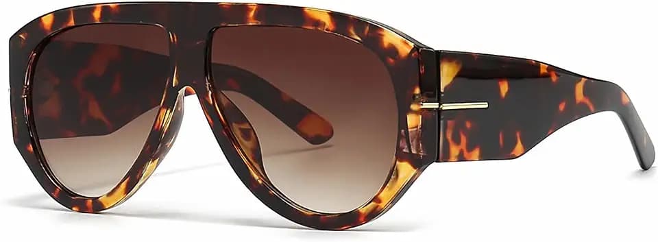 Trendy Retro Oversized Aviator Sunglasses for Women Men 70s Luxury Designer Thick Classic Sun Glasses