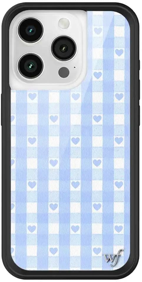 Wildflower Cases - iPhone 15 Pro Compatible - Blue Gingham Hearts