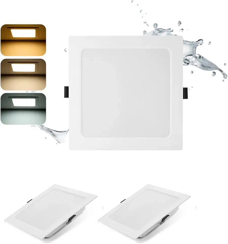 2 Stück Quadratische LED Panel 16W 3CCT 1400lm Ausschnitt Ø145-160mm
