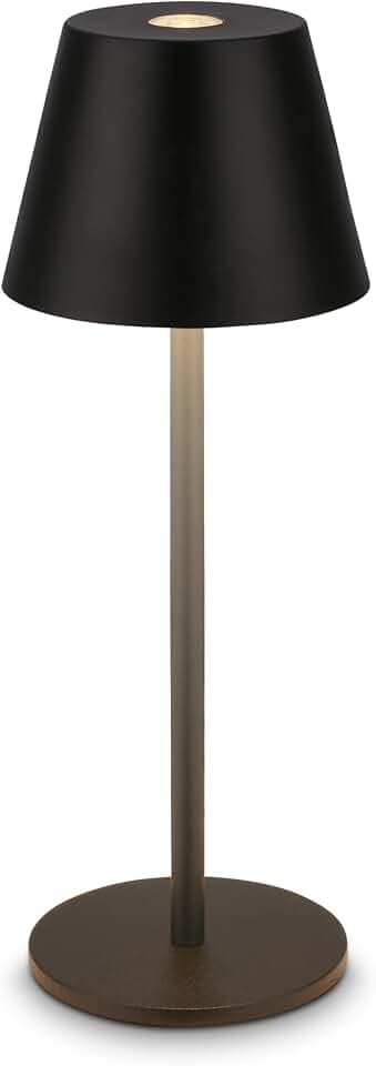 BRILONER - LED Tischlampe kabellos IP44 mit Touch, dimmbar, Akku tauschbar, Nachttischlampe, Leselampe, LED Lampe, Campinglampe, Tischleuchte, Akkulampe, Outdoor Lampe, 6x16 cm, Schwarz