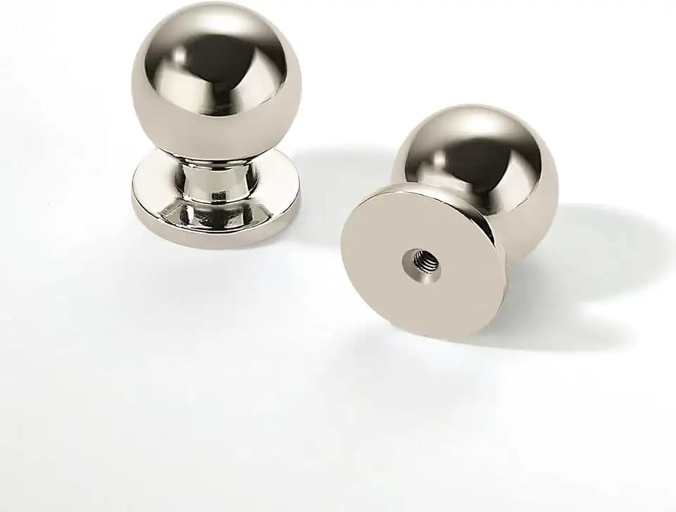 khtumeware 10 Pack 1-1/4 Inch Polished Nickel Kitchen Cabinet Knobs Dresser Knobs Ball Drawer Knobs Cabinet Hardware for Dresser Drawers