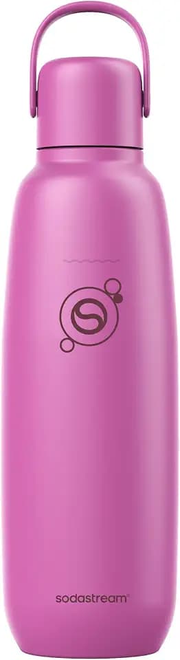 sodastream Fizz & Go Cool, Stainless Steel Carbonated Water Bottle 0.9L, Insulated Metal Bottle for Sparkling Water, Compatible with TERRA, ART, ENSO & More in Guava Pink