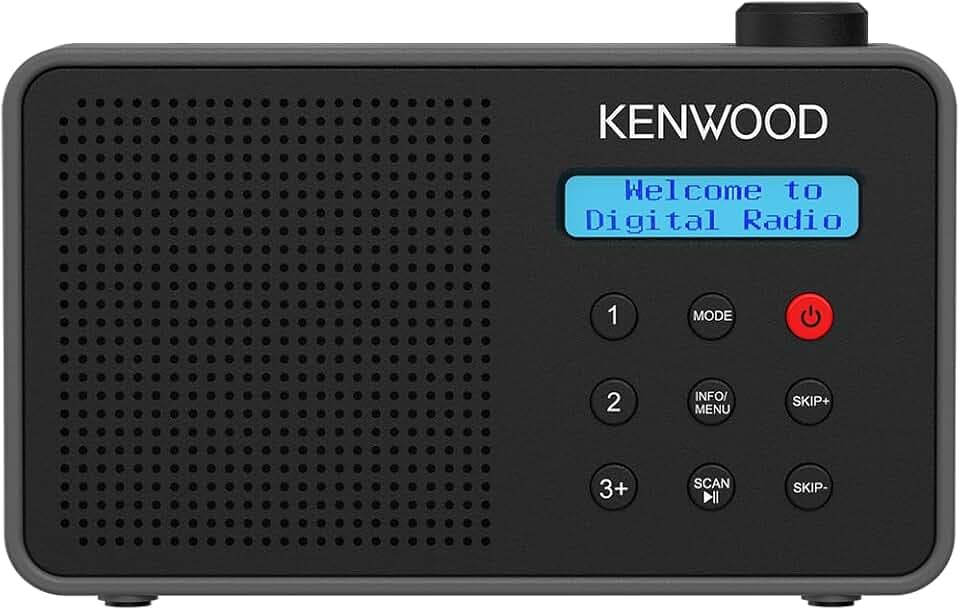 Kenwood CR-M25DAB-B - Tragbares DAB+ Radio mit Bluetooth, Automatic Safety Alert (ASA), Li-Ion Akku & LC-Display, USB-C Ladeanschluss, Kopfhörer-Ausgang, Schwarz