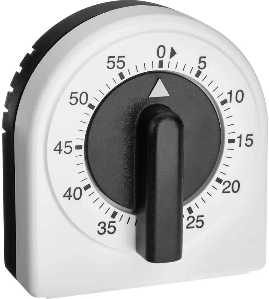 TFA Dostmann Analoger Küchen-Timer, 38.1041, Eieruhr, einstellbar bis 60min, mechanisch, ohne Batterien, schwarz-weiß, (l) 60 x (b) 66 x (h) 40 mm