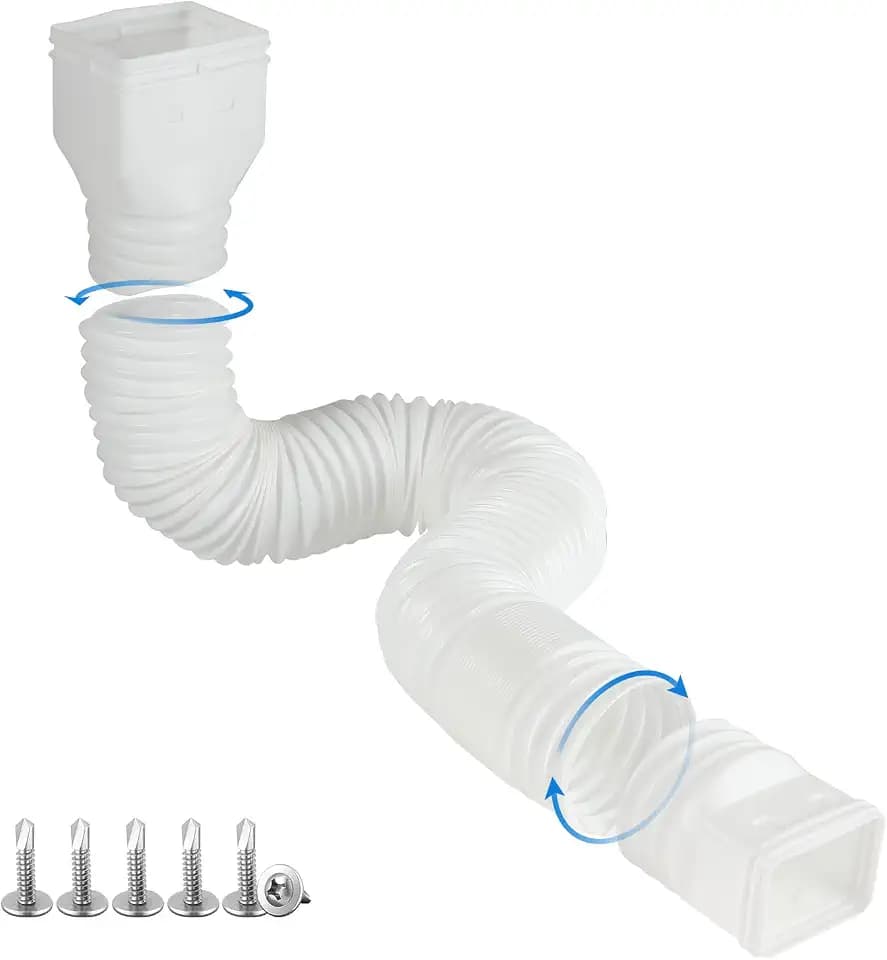 plusgutter White 1-Pack Rain Gutter Downspout Extensions Flexible, Drain Downspout Extender,Down Spout Drain Extender, Gutter Connector Rainwater Drainage,Extendable from 21 to 68 Inches