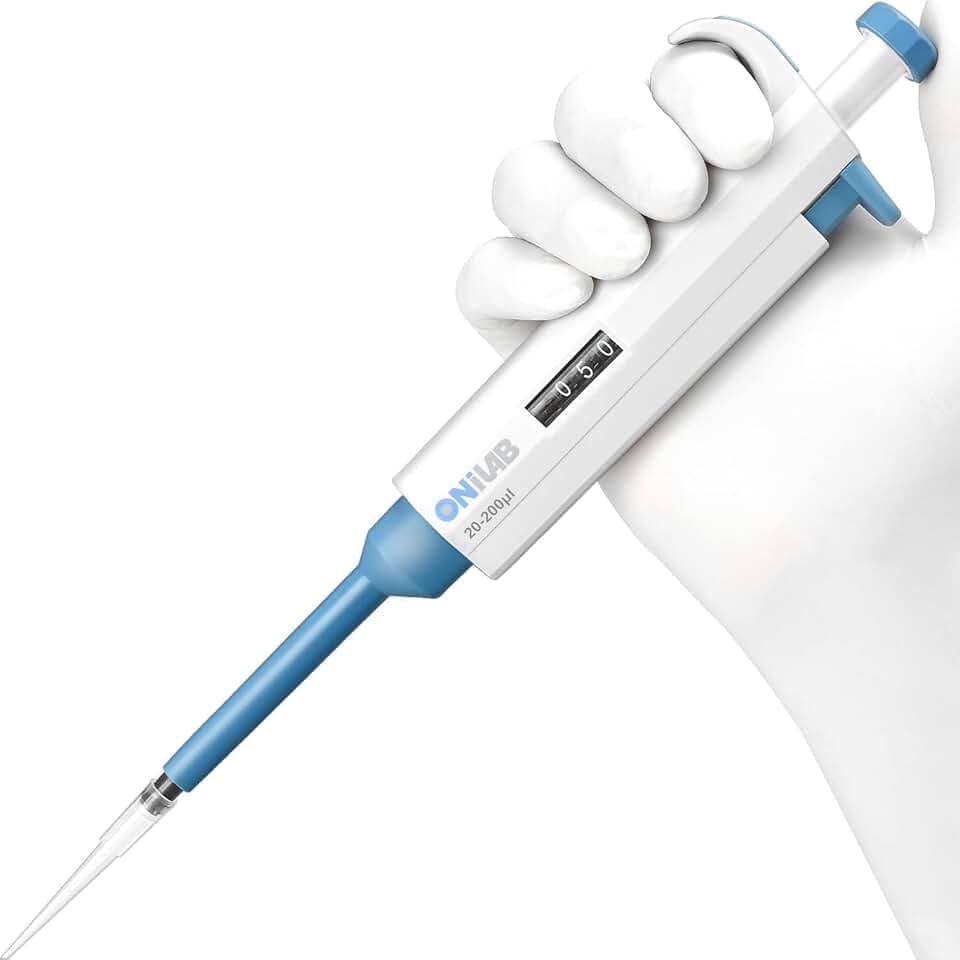 ONiLAB 20-200μl Labor Einkanal Pipette Scientific Labormikropipette Handbuch Einstellbares Volumen, Hochpräzise, Pipettierer