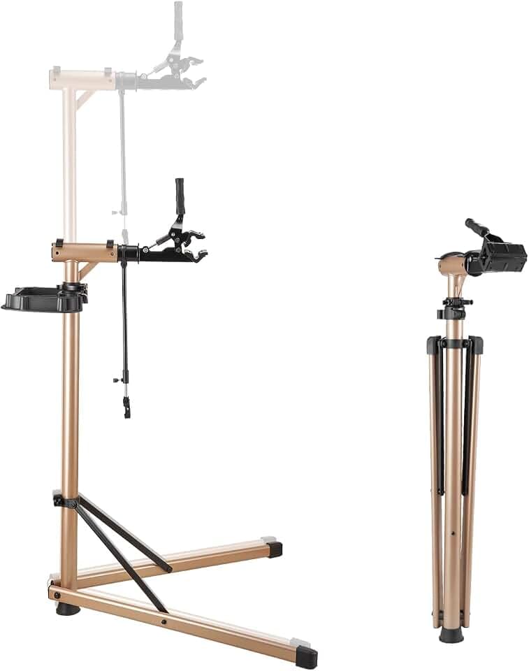VEVOR Fahrradreparaturständer Fahrradmontageständer (49,9 kg belastbar) mit 1025–1510 mm einstellbarer Höhe & großer Werkzeugablage, faltbarer Wartungsständer für Mountainbikes Road Bike