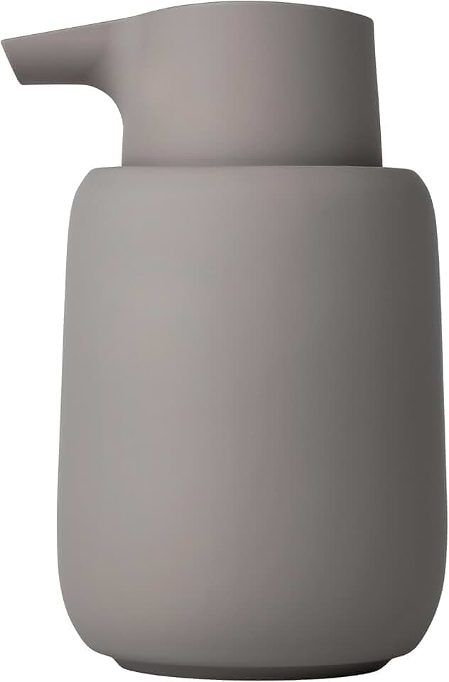 blomus Seifenspender -SONO- 250 ml aus Keramik | Handseifenspender in Grau | Ø8 x 14H cm | Farbe Satellite | Flüssigseifenspender mit Pumpkopf