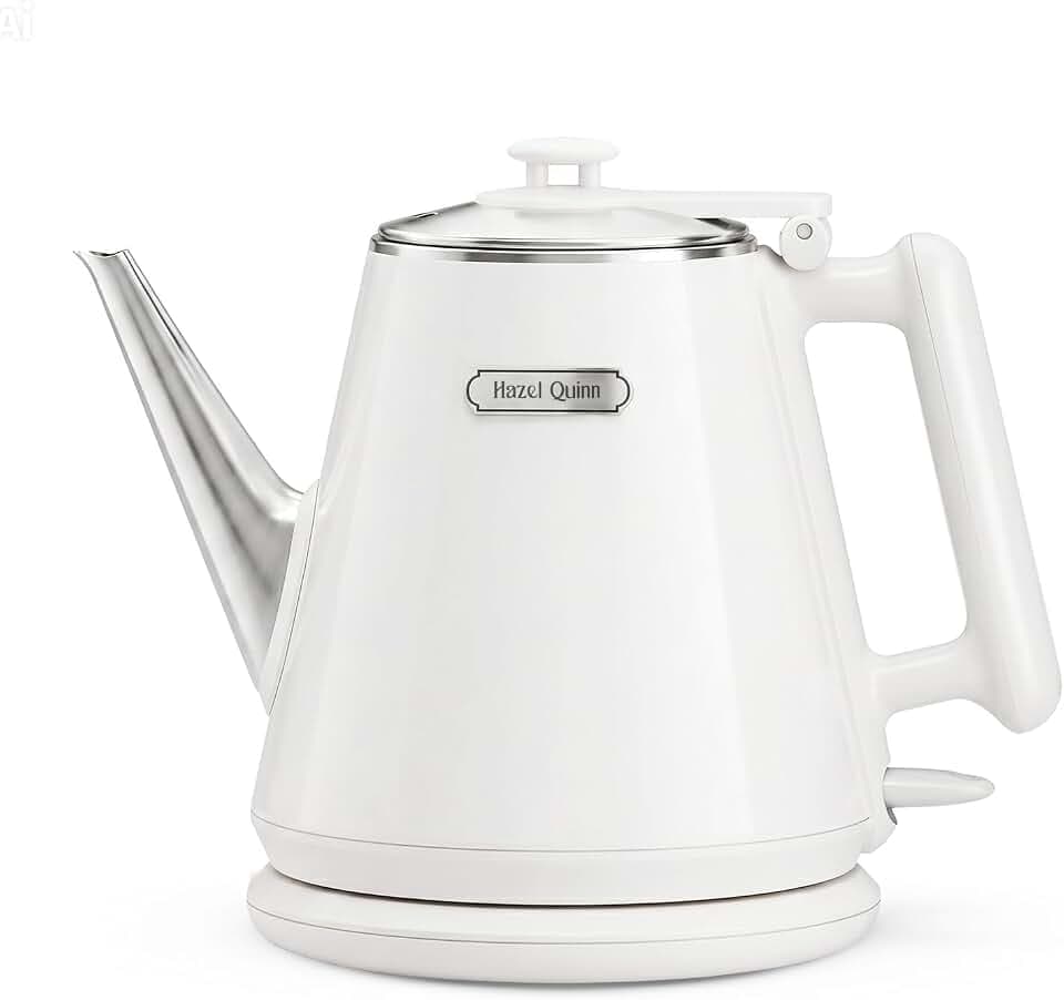 Hazel Quinn Electric Kettle, 1L/34oz Small Tea Kettle - Pearl White
