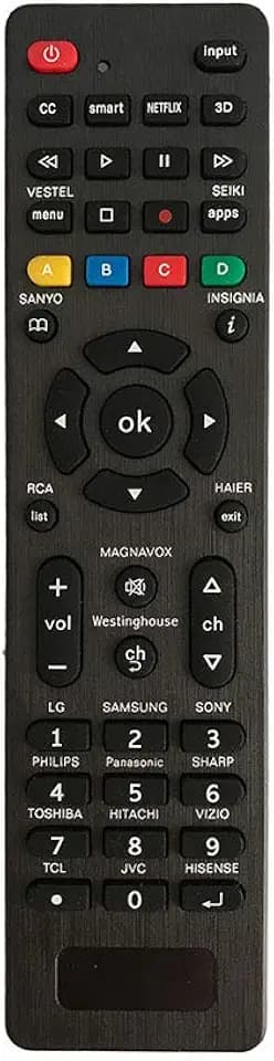 Universal Remote for jvc,Samsung,LG, Sony,Vizio, Philips, Toshiba, Hitachi,haier, Panasonic, Smart TVs—Simple Settings Required