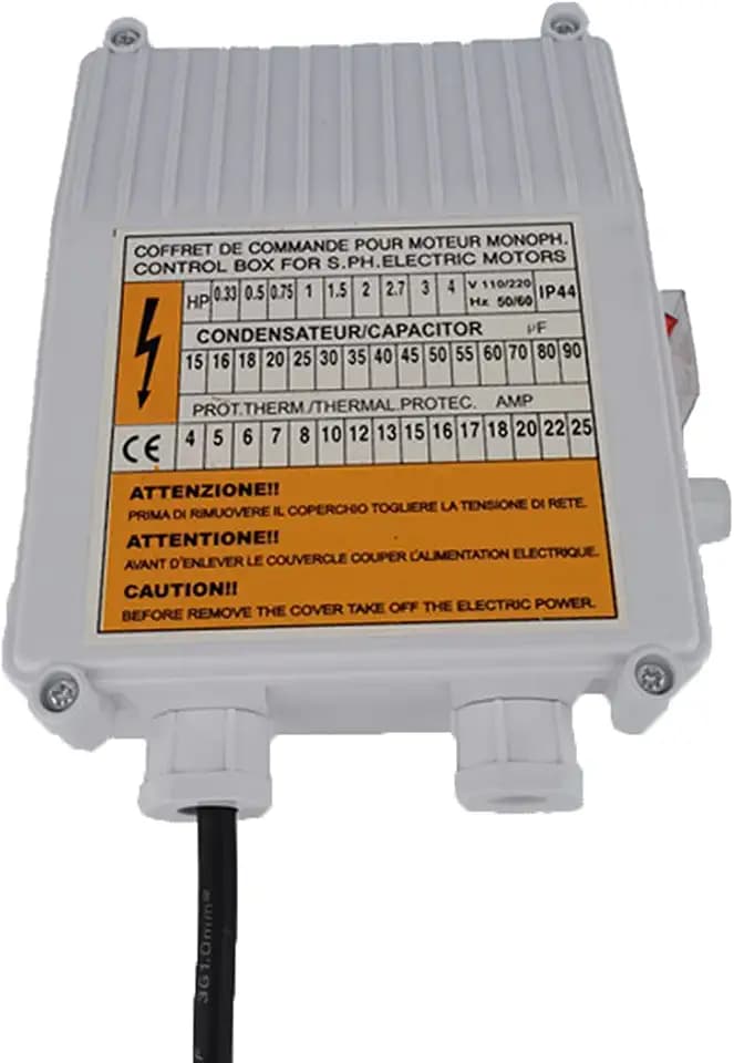 110V/60Hz Submersible Well Pump Control Box - 0.75KW 1HP Accessories with Starter Switch, Controller & Thermal Protection Circuit Breaker