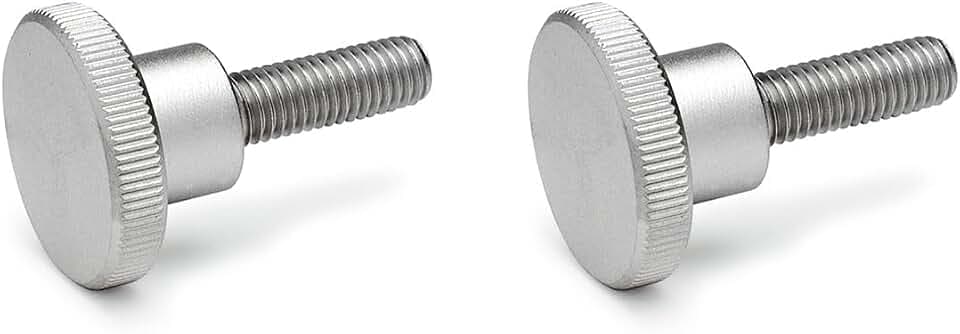 Ganter Normelemente | Hohe Rändelschrauben - DIN 464-M5-25-NI | Gewinde M5 | Gewindelänge: 25mm | Edelstahl NI | 2 Stück
