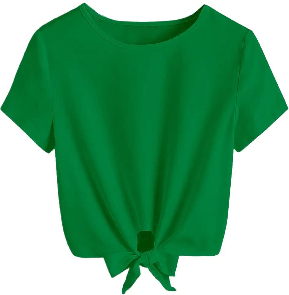 Kilymosy Girls Short Long Sleeve Shirt Casual Front Knot Tops Tee Blouse 5-12 Years
