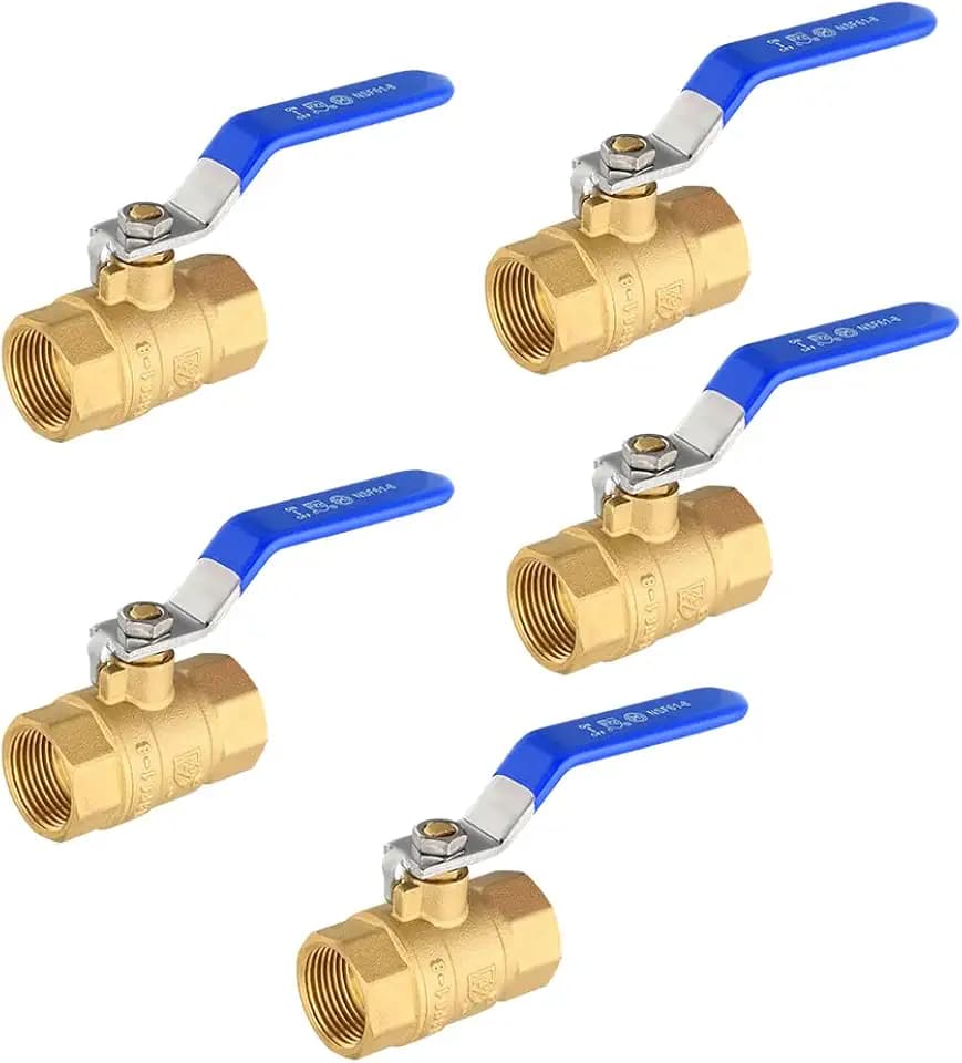 5Pcs EFIELD 1" 600WOG FIP Full Port Brass Ball Valve,Blue(VALVE406-5)