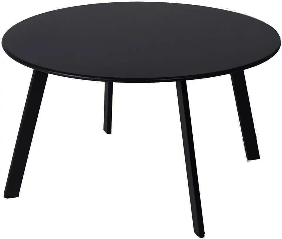 Patio Coffee Table - Metal Steel Outdoor Round Table Weather Resistant Anti-Rust Table (Black)