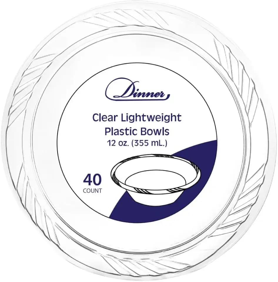 12 oz Clear Bowls - Disposable Plastic Bowls, Bulk Case of 480 - Catering, Parties, Restaurant & Food Service