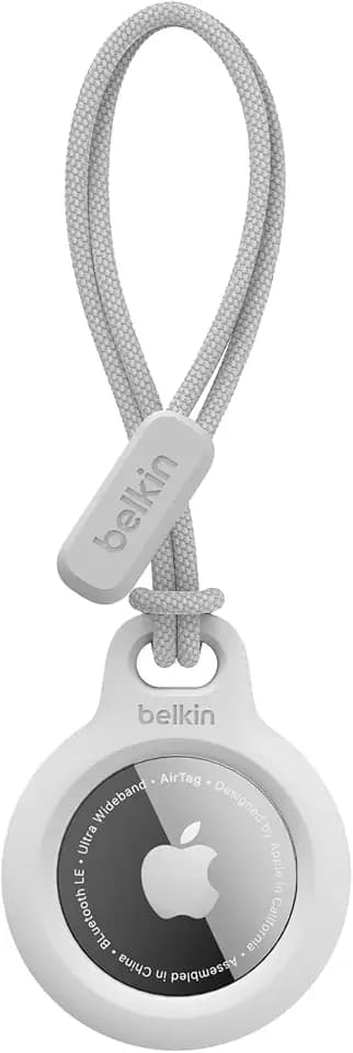 Belkin AirTag Hülle mit Schlaufe (Secure Holder Schutzhülle für Air Tag, Accessoire mit Kratzschutz) – Weiß, Etikett nicht enthalten