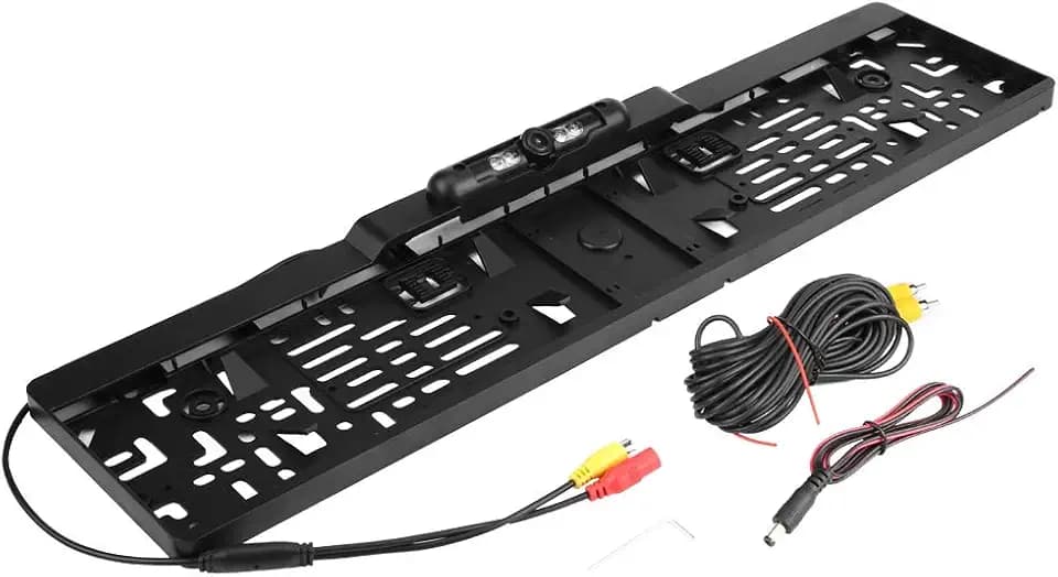 KIMISS Nummernschild mit Kamera, Kfz Kennzeichenhalter mit 140 ° Full HD Rückfahrkamera IP67 Wasserdicht mit Infrarot IR Unterstützung Nachtsichtmodus(B)