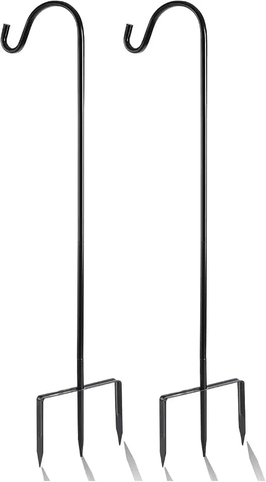EXCMARK 2 Pack Shepherd Hook, Black, 31 Inch, Adjustable Height, 1/2" Thick