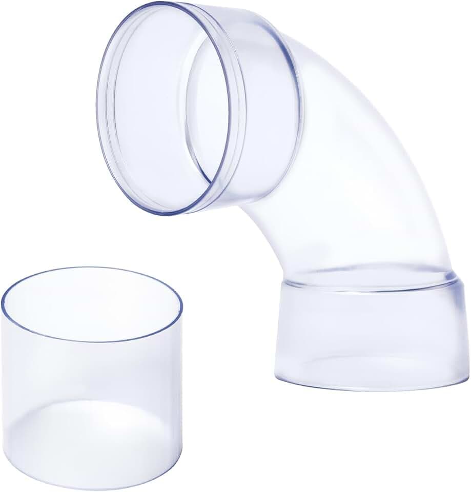 POWERTEC 70309 4 Inch ID 90 Degree Elbow for 4" OD Dust Collection Pipes, Adapters and Fittings with Splice for 4 Inch ID Dust Collection Hose Connector (Clear), 1 Set