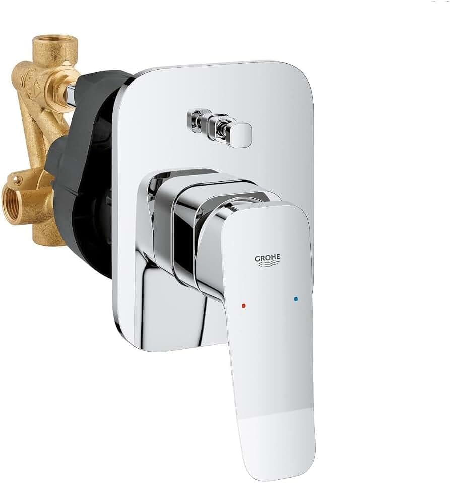 GROHE Dice, Wannenarmatur Unterputz (Duscharmatur für die Badewanne, automatische Umstellung Wanne/Brause, Mischbatterie aus Metall mit langlebiger Oberfläche, inkl. Einbaukörper), chrom, 1018900000