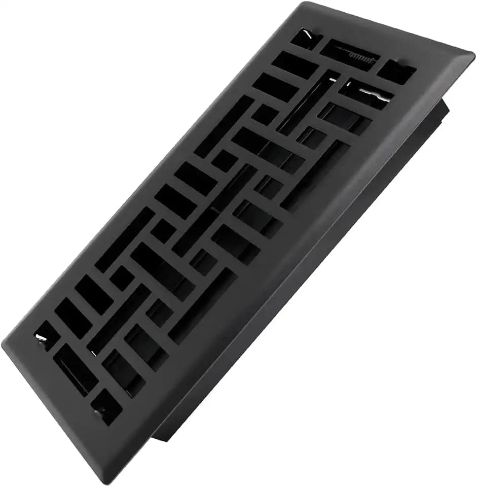 Howeall 4x10 Inches Heavy Duty Walkable Floor Register Easy Adjust Air Supply Lever Floor Vents - Seattle Design - Vent Cover for Home Floor - Matte Black