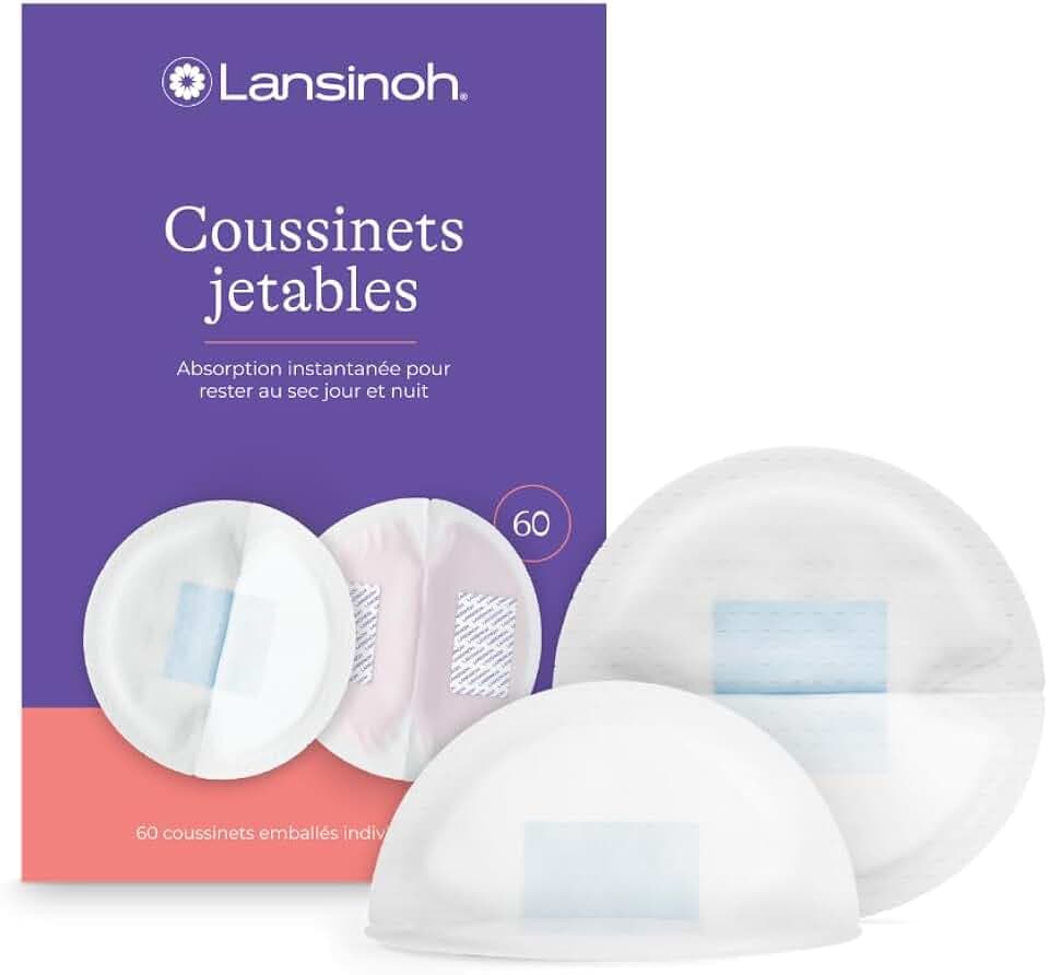 Lansinoh Coussinets d'allaitement jetables x60 anti-fuite jour et nuit