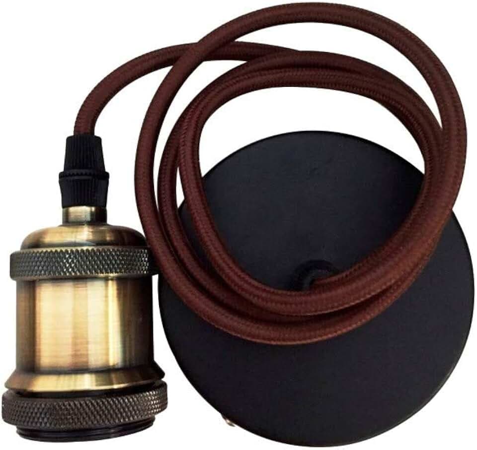 Set aus Lampenfassung, Kabel und Blume in raffiniertem Braun, ideal für Wärme und Komfort in Ihrem Zuhause. Perfekt für stilvolle und elegante Beleuchtung.