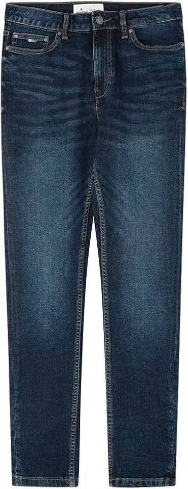 Springfield Herren 5 Pockets Denim Dark with Wrinkles on The Front. Skinny Jeans, blau, 30