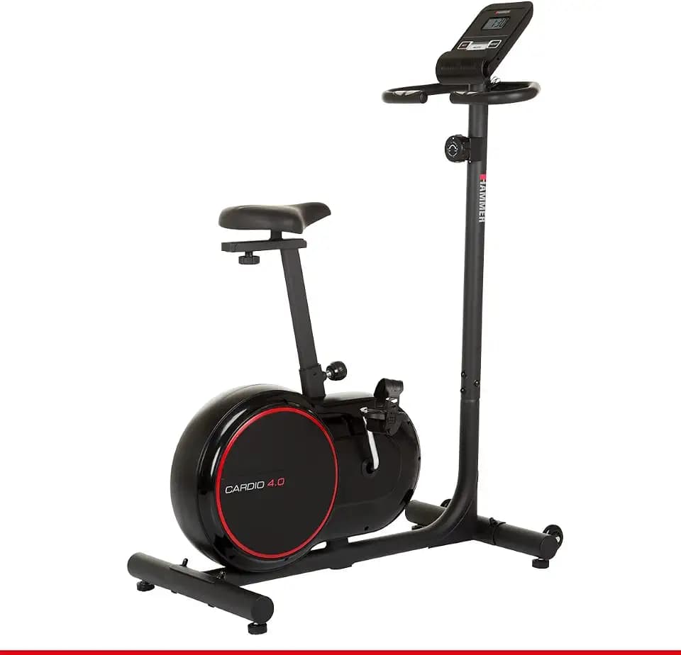 HAMMER Heimtrainer Cardio 4.0, geringer Einstiegs-Widerstand, besonders leises Fitnessfahrrad, einfachste Computer- und Widerstandsverstellung, tiefer und breiter Einstieg, Tablethalterung