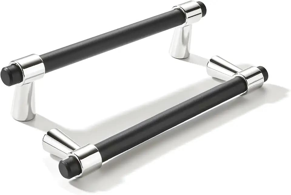 khtumeware 4 inch 5 Pack Matte Black/Polished Nickel Cabinet pulls Zinc Alloy, Kitchen Cabinet Handles, Wardrobe Drawer Handles - Suitable for Bathroom cabinets, Bedroom Furniture
