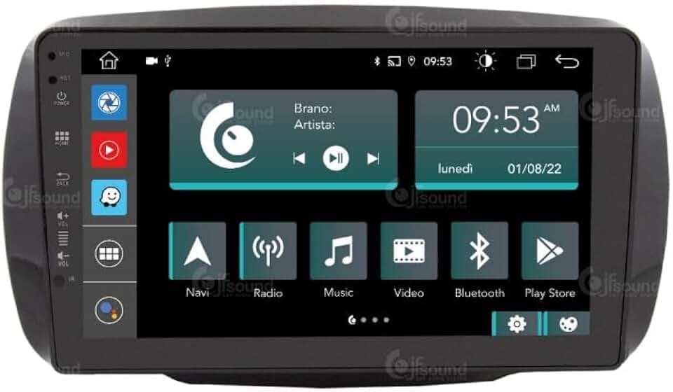 Autoradio für Smart serienmäßig mit Tom-Tom-Navigator Android GPS Bluetooth WiFi USB DAB+ Touchscreen 9" 8core Carplay AndroidAuto