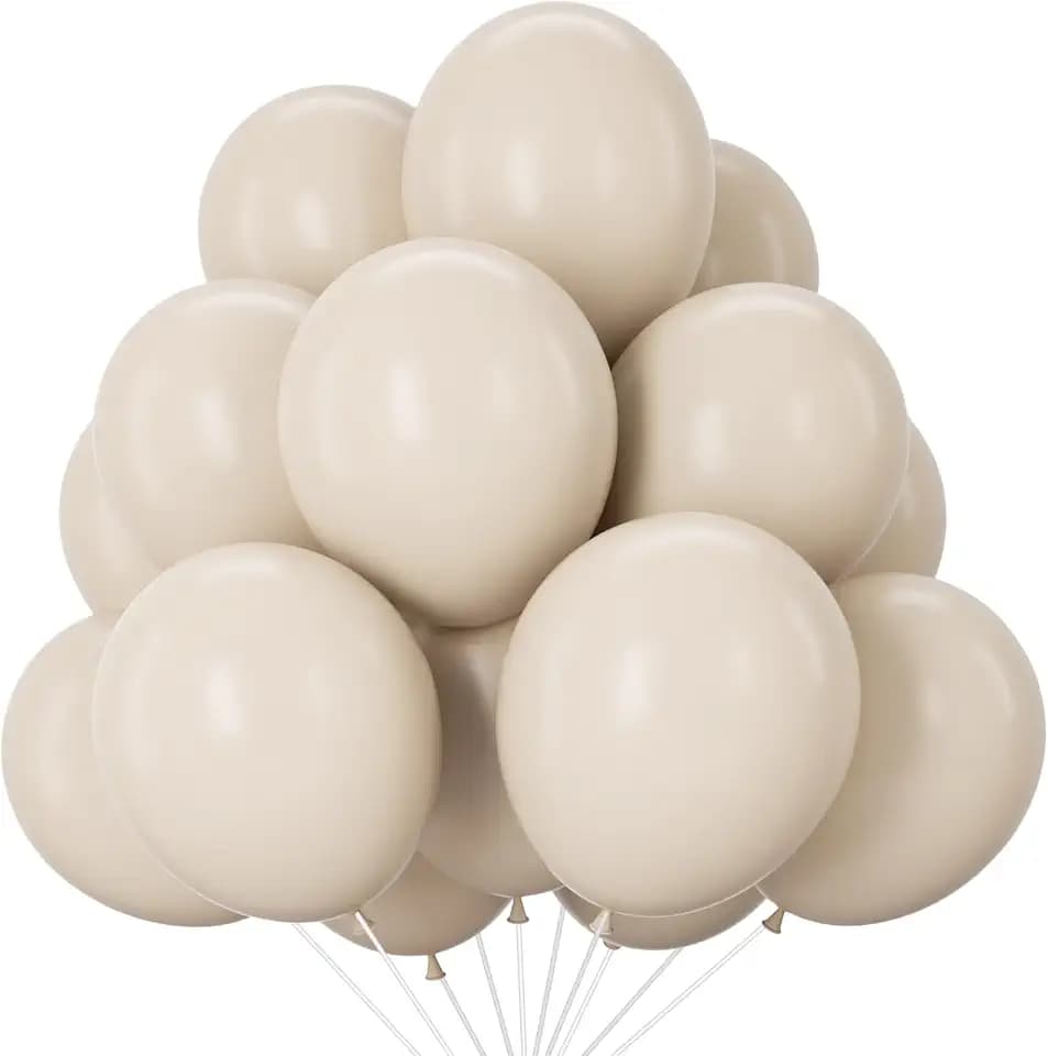 Luftballons Beige 100 Stück, Sand Weiße Luftballons Geburtstag mit Latex Helium, Beige Ballons Für Geburtstagsdeko Hochzeit Babyparty Taufe Heiratsantrag Verlobung Gender Reveal Party Deko, 12 Zoll