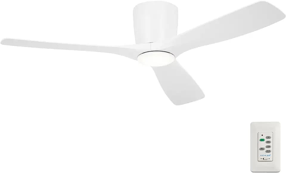Kichler Volos 54" Low Profile Ceiling Fan with LED Light, Matte White