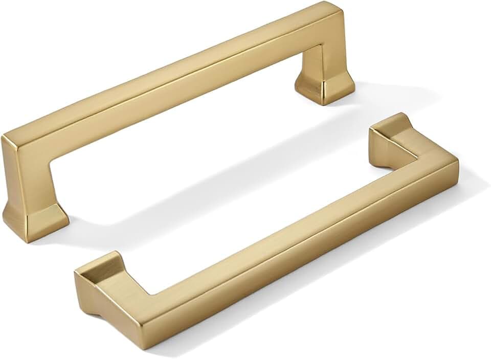 khtumeware 10 Pack 4inch(102mm) Hole Center Champagne Bronze Cabinet Pulls Heavy-Duty Solid Warm Brass Cabinet Hardware Pulls for Kitchens, bathrooms and Dresser Handle