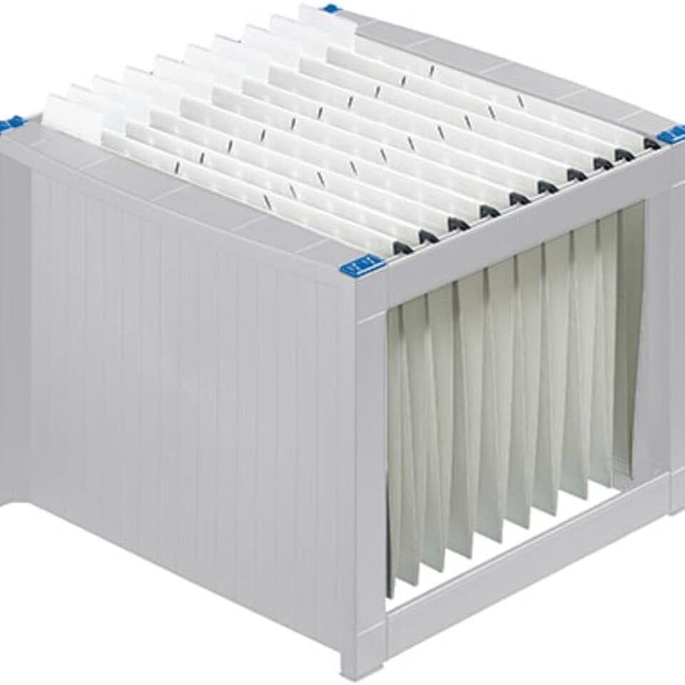 helit H6110084 - Hängeregistraturgestell, extra stabil, stapelbar, lichtgrau / blau