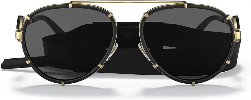Versace VE 2232 143887 Black Metal Aviator Sunglasses Grey Lens