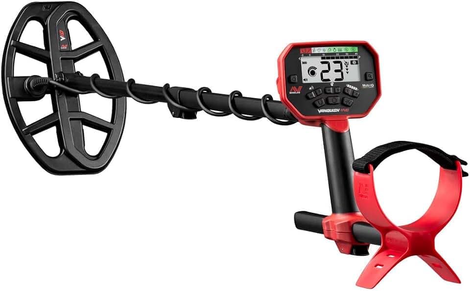 Minelab Vanquish 440 Multifrequenz Pinpointing Metalldetektor für Erwachsene mit der Wasserdichten V10 10"" x7“Doppel-D-Spule