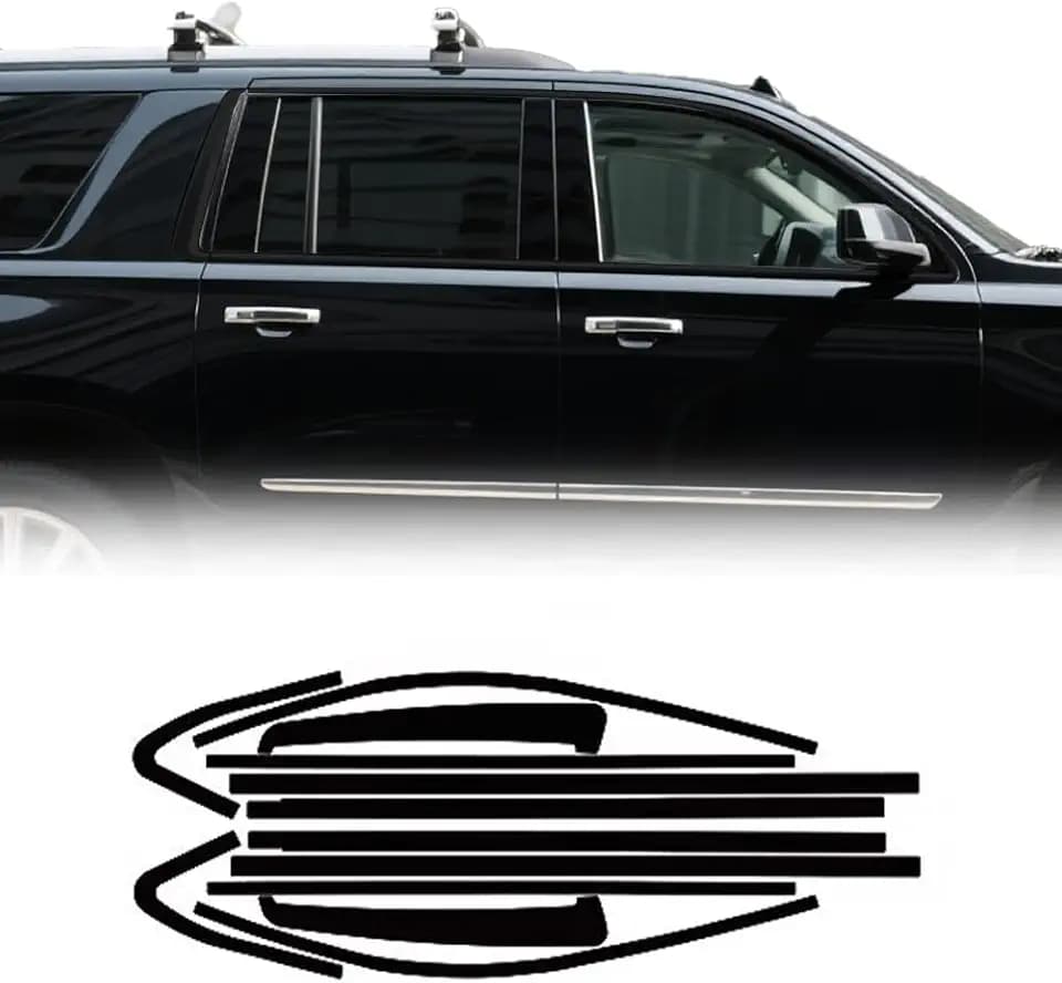 Side Window Trim Chrome Delete Blackout Overlay Kit Pre-Cut Vinyl Compatible for Chevy Tahoe 2015-2020