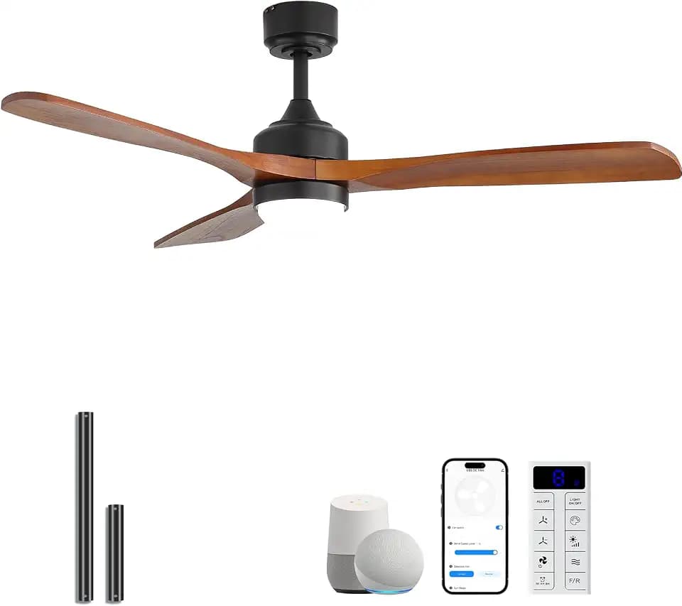 Sofucor 52" Smart Ceiling Fan with Lights and Remote Solid Wood