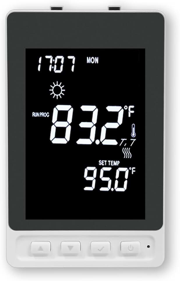 Programmable Thermostat for Electric Floor Heating, Digital Thermostat for House, 120/240V 16A, Dual Mode, Built-in GFCI, Includes 10K NTC Sensor