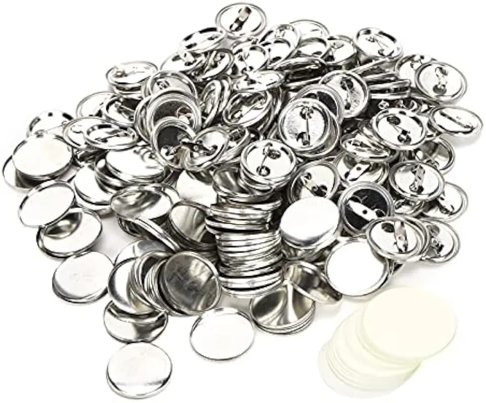 Button Rohlinge 100 Stück, Abzeichen Pin Brosche Verschlüsse DIY Badge für Schmuck Kunsthandwerk Geprägte Anhänger (25mm)