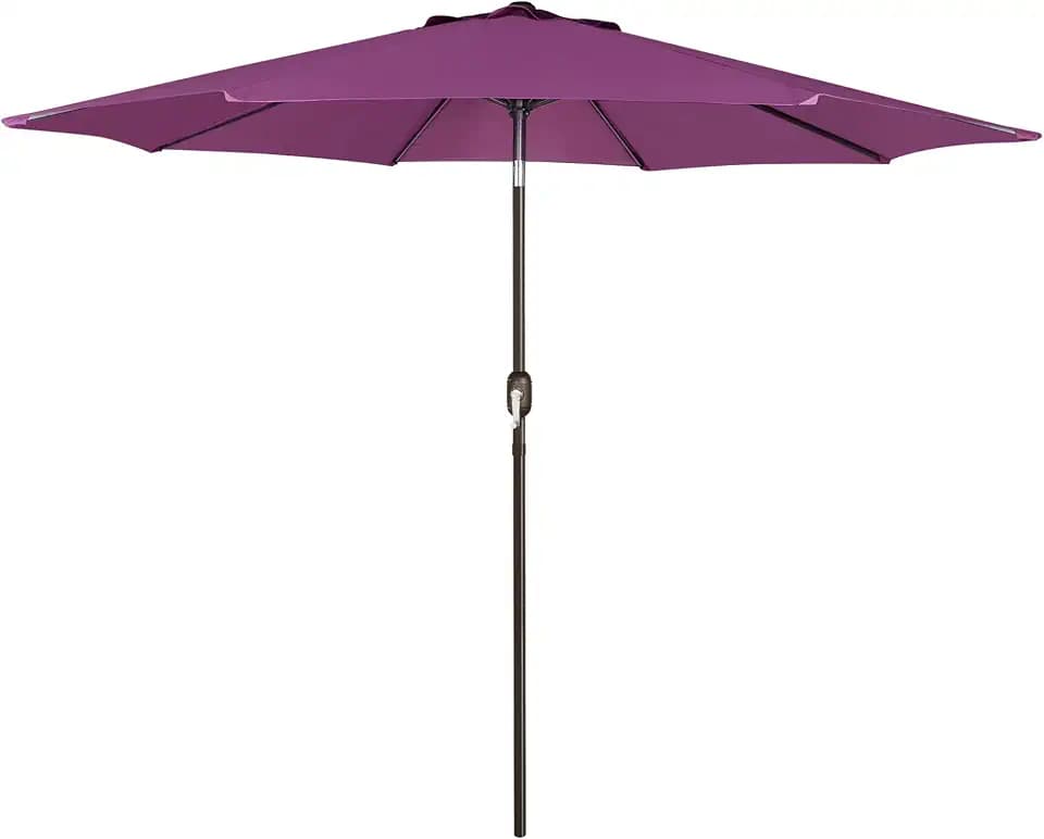 Blissun 9' Outdoor Patio Umbrella, Outdoor Table Umbrella, Yard Umbrella, Market Umbrella with 8 Sturdy Ribs, Push Button Tilt and Crank