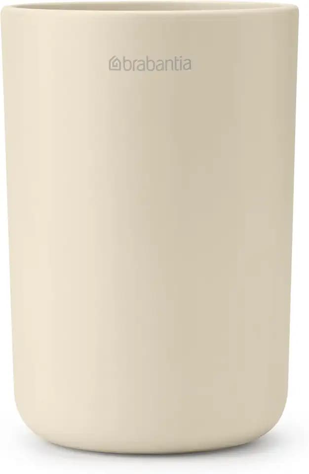 Brabantia - Renew Zahnbürstenhalter - Organizer für Mehrere Zahnbürsten - Rutschfester Boden - Leicht zu Reinigen - Korrosionsbeständig - Badezimmerzubehör - Organizer - Soft Beige - 8 x 8 x 11 cm