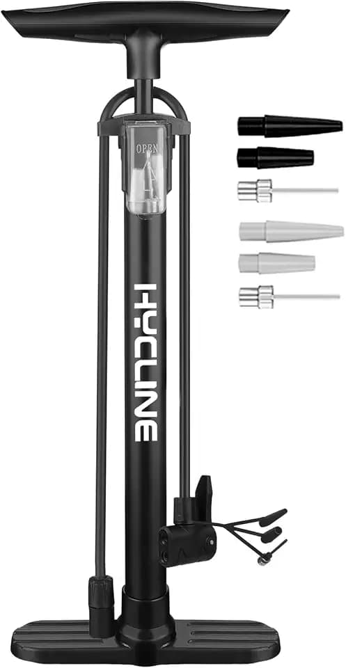 Hycline Bike Floor Pump: 160 PSI Bicycle Tire Pump Schrader Presta Valve