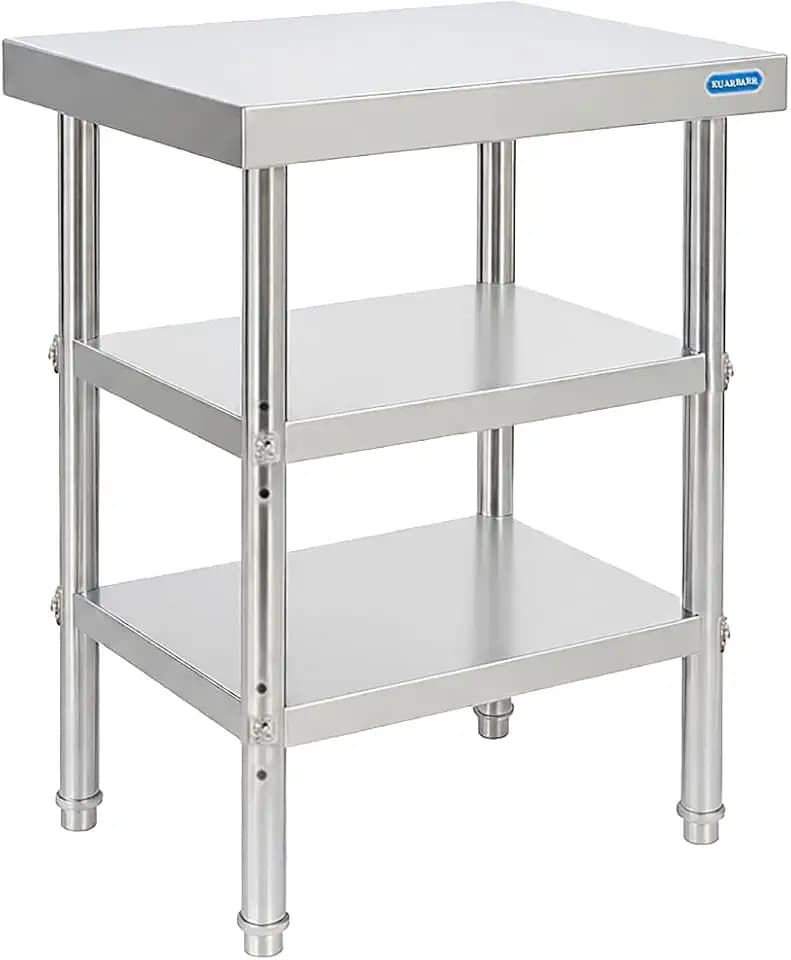 KUARBARR Stainless Steel Table 18 x 24 Inch, 3 Tier Commercial Metal Table