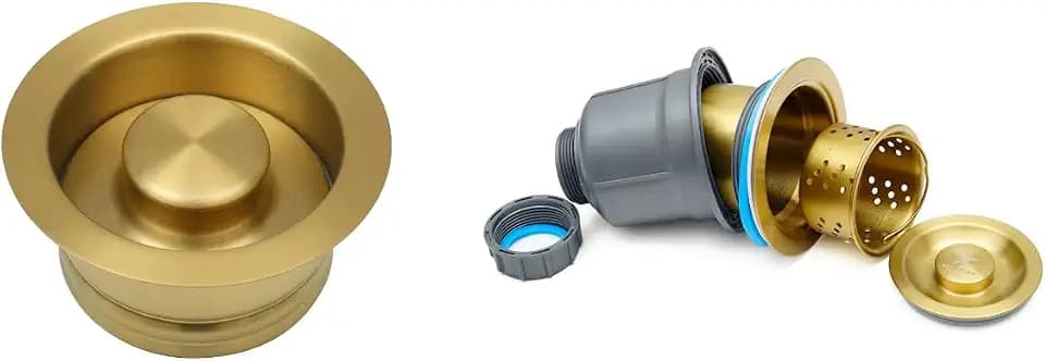 STARSTAR Kitchen Sink Flange Stopper Garbage Disposal Flange for Fit 3-1/2 Inch Standard Sink Drain Hole (NK Strainer & Flange Gold)